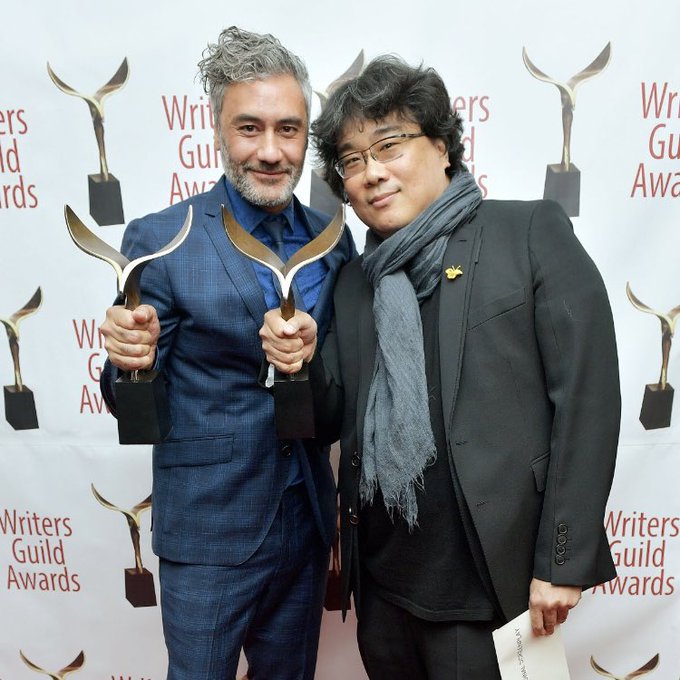 Taiki Waititi and Bong Joon Ho at WGA Awards in New York