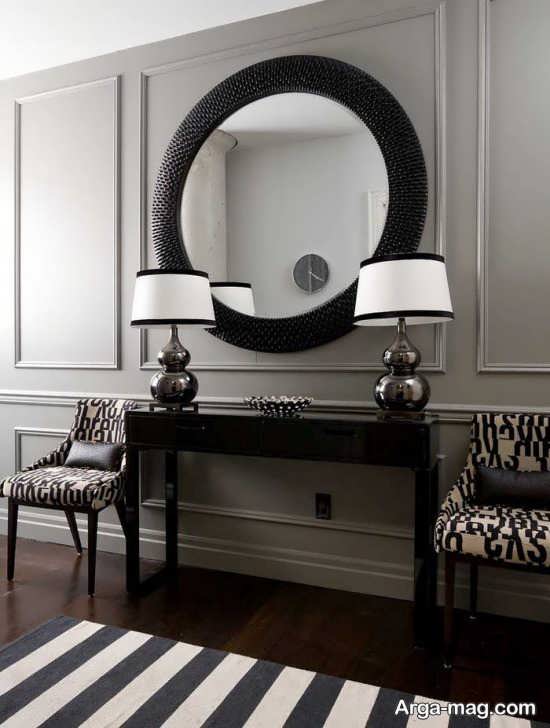 عکس کنسول چوبی و آینه