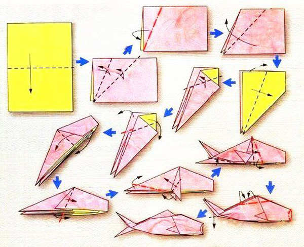 مراحل ساخت اوریگامی ماهی