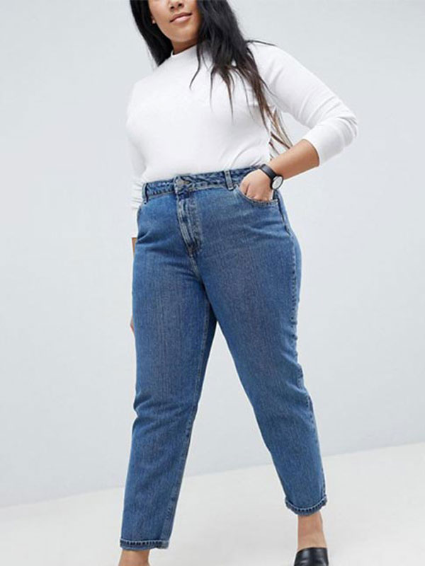 شلوار جین فاق بلند مناسب افراد چاق