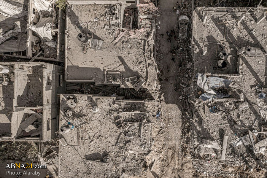 تصاویر هوایی از ویرانه‌های غزه پس از آتش بس + عکس