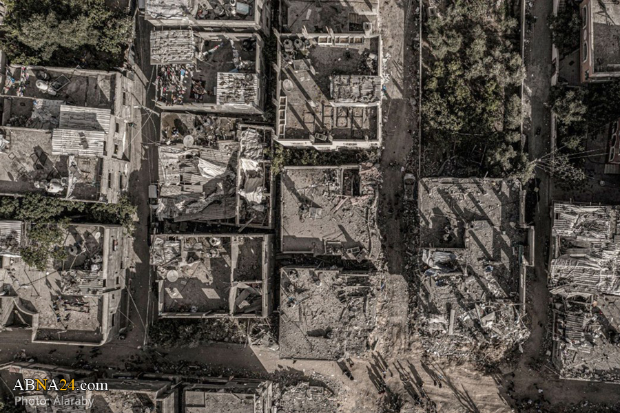 تصاویر هوایی از ویرانه‌های غزه پس از آتش بس + عکس